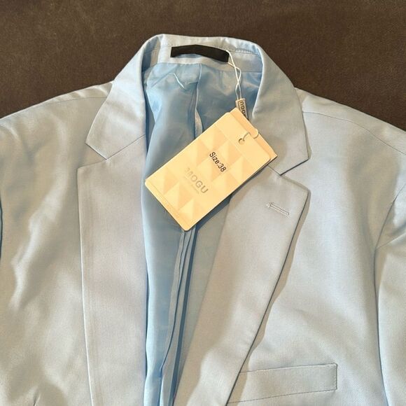 Men’s Pale Blue Slim Fit Dress Suit Jacket & Vest Size 38 NWT - Picture 8 of 11